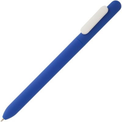 Купить Ручка шариковая Slider Soft Touch, синяя с белым с нанесением