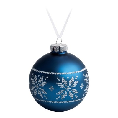 Купить Елочный шар «Скандинавский узор», 8 см, синий с нанесением