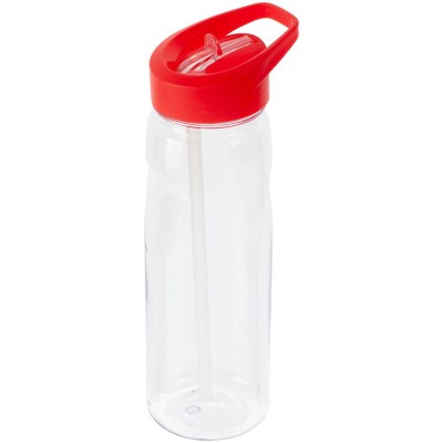 Купить Спортивная бутылка Start, прозрачная с красной крышкой с нанесением логотипа