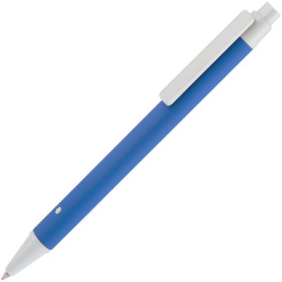 Купить Ручка шариковая Button Up, синяя с белым с нанесением