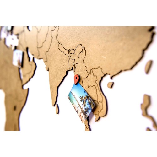 Купить Деревянная карта мира World Map Wall Decoration Small, коричневая с нанесением логотипа