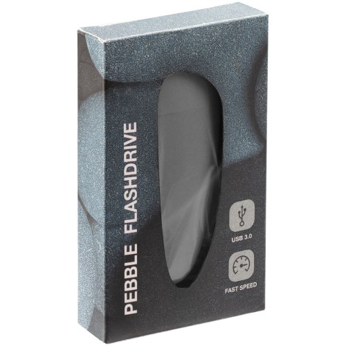 Купить Флешка Pebble, серая, USB 3.0, 16 Гб с нанесением логотипа