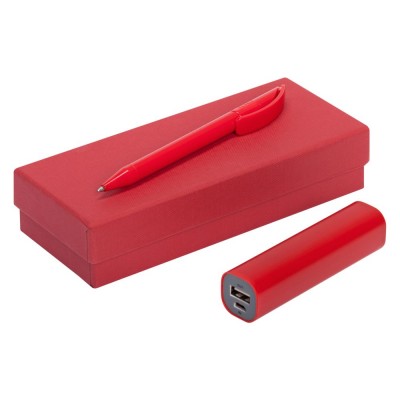 Купить Набор Couple: аккумулятор и ручка, красный с нанесением логотипа