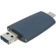 Купить Флешка Pebble universal, USB 3.0, серо-синяя, 32 Гб с нанесением логотипа