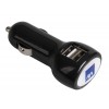 Купить Автомобильное зарядное устройство с подсветкой Logocharger, черное с нанесением логотипа