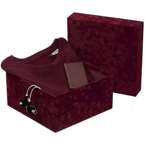 Купить Коробка Velutto, бордовая с нанесением логотипа