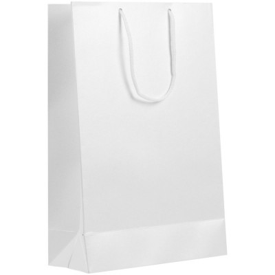 Купить Пакет бумажный «Блеск», средний, белый с нанесением логотипа