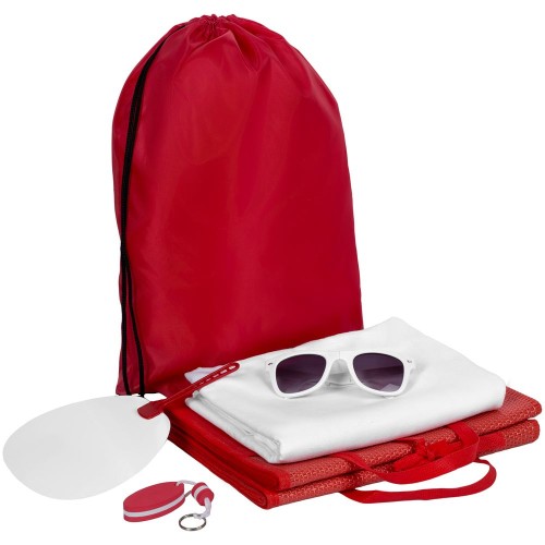 Купить Пляжный набор Beach Relax, красный с нанесением логотипа