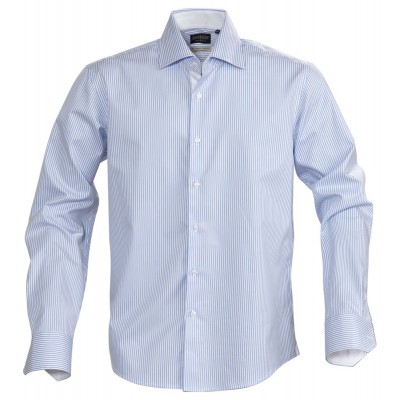 Купить Рубашка мужская в полоску RENO, голубая с нанесением логотипа