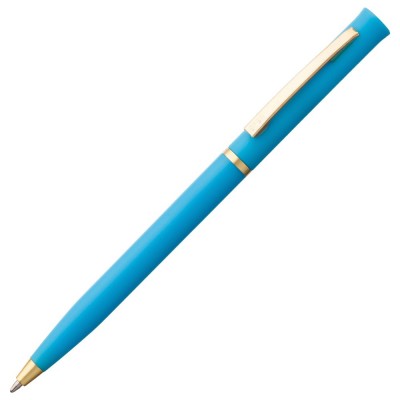Купить Ручка шариковая Euro Gold, голубая с нанесением логотипа