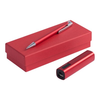 Купить Набор Snooper: аккумулятор и ручка, красный с нанесением логотипа