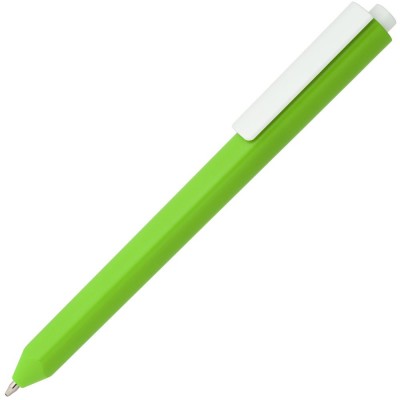 Купить Ручка шариковая Corner, зеленая с белым с нанесением