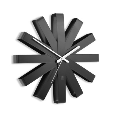 Купить Часы настенные Ribbon, черныe с нанесением логотипа