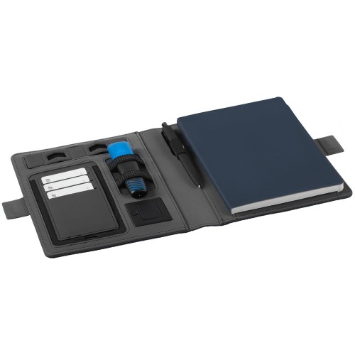 Купить Органайзер Midstream с блокнотом и аккумулятором, синий с нанесением логотипа