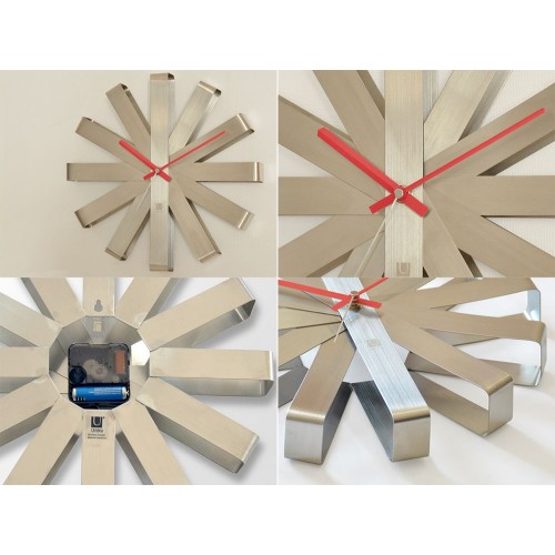 Купить Часы настенные Ribbon, стальные с нанесением логотипа