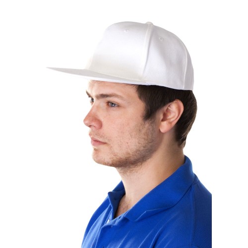 Купить Бейсболка Unit Snapback с прямым козырьком, белая с нанесением логотипа