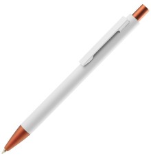 Ручка шариковая Chromatic White, белая с оранжевым