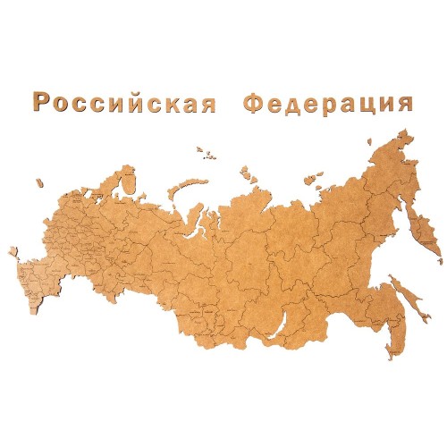 Купить Деревянная карта России с названиями городов, коричневая с нанесением логотипа