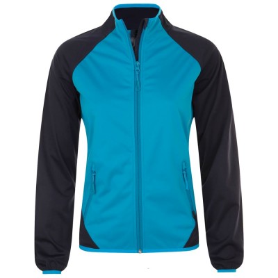 Купить Куртка софтшелл женская ROLLINGS WOMEN, бирюзовая с темно-синим с нанесением логотипа