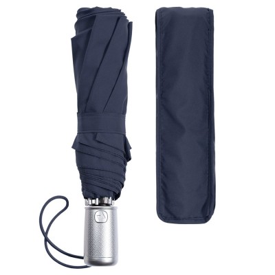 Купить Складной зонт Alu Drop S, 3 сложения, 8 спиц, автомат, синий с нанесением