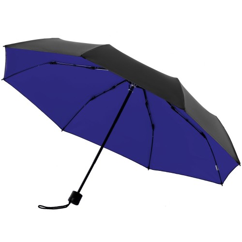 Купить Зонт складной с защитой от УФ-лучей Sunbrella, ярко-синий с черным с нанесением логотипа