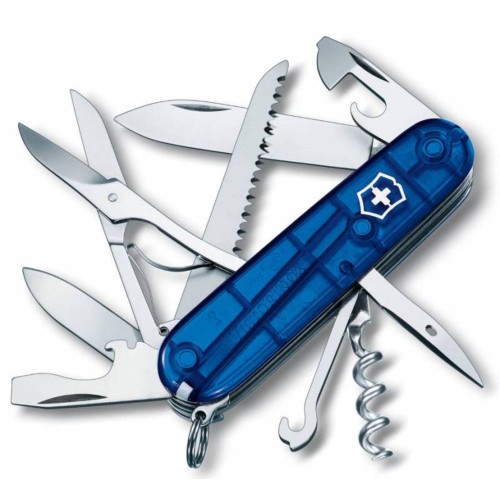Купить Офицерский нож Huntsman 91, прозрачный синий с нанесением логотипа