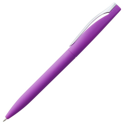 Купить Ручка шариковая Pin Soft Touch, фиолетовая с нанесением логотипа