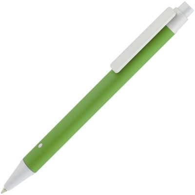 Купить Ручка шариковая Button Up, зеленая с белым с нанесением