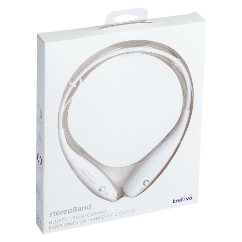 Купить Bluetooth наушники stereoBand, белые с нанесением логотипа