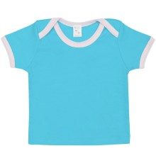 Футболка детская с коротким рукавом Baby Prime, бирюзовая с розовым