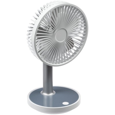 Купить Настольный беспроводной вентилятор с подсветкой inBreeze, белый c серым с нанесением логотипа