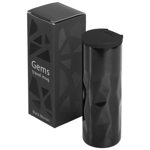 Купить Термостакан Gems Black Morion, черный морион с нанесением логотипа