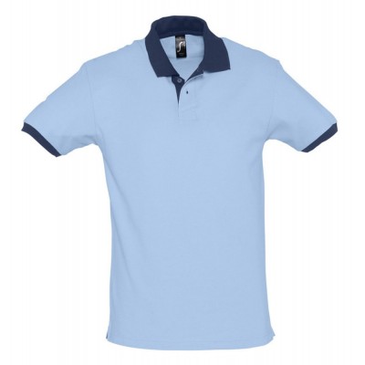 Купить Рубашка поло Prince 190, голубая с темно-синим с нанесением