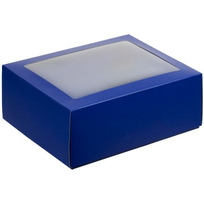 Купить Коробка с окном InSight, синяя с нанесением