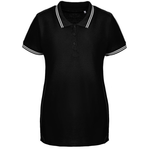 Купить Рубашка поло женская Virma Stripes Lady, черная с нанесением логотипа Купить Рубашка поло женская Virma Stripes Lady, черная с нанесением логотипа