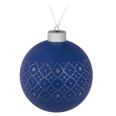 Купить Елочный шар Chain, 10 см, синий с нанесением логотипа