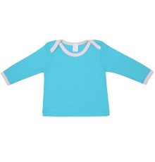 Футболка детская с длинным рукавом Baby Prime, бирюзовая с розовым