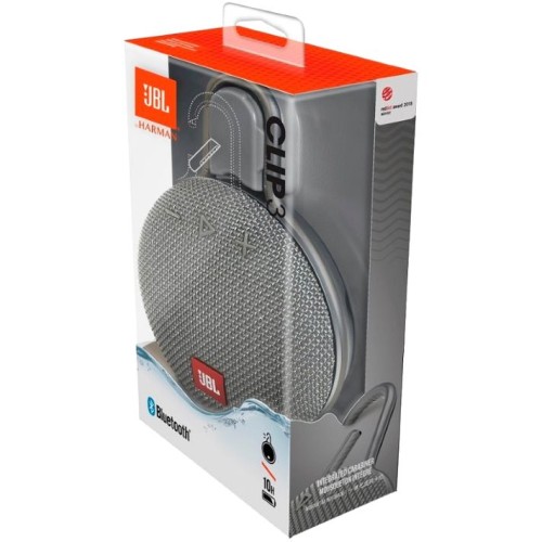 Купить Беспроводная колонка JBL Clip 3, серая с нанесением логотипа