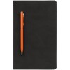 Купить Блокнот Magnet Gold с ручкой, черно-оранжевый с нанесением логотипа