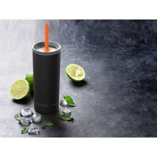 Купить Термостакан Superb Sippy с трубочкой, черный с нанесением логотипа
