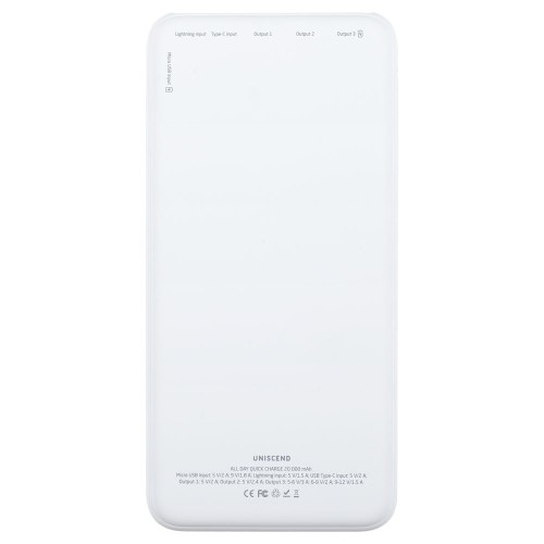 Купить Аккумулятор Uniscend All Day Quick Charge PD 20000 мAч, белый с нанесением логотипа Купить Аккумулятор Uniscend All Day Quick Charge PD 20000 мAч, белый с нанесением логотипа