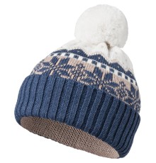 Шапка Happy View, синяя с бежевым