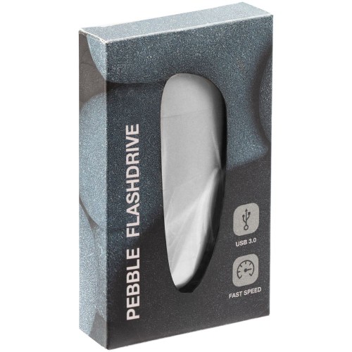 Купить Флешка Pebble, светло-серая, USB 3.0, 16 Гб с нанесением логотипа