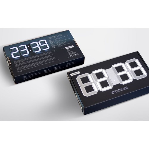 Купить Часы настенные White & White Clock, черные с нанесением логотипа
