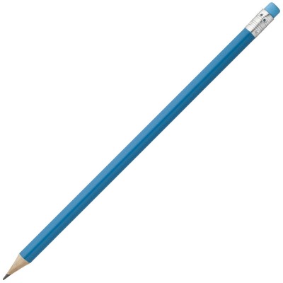 Купить Карандаш простой Hand Friend с ластиком, голубой с нанесением логотипа