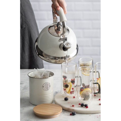 Купить Чайник со свистком Living, кремовый с нанесением логотипа