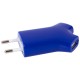 Купить Сетевое зарядное устройство Uniscend Double USB, синее с нанесением логотипа