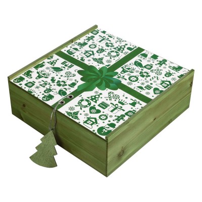 Купить Коробка деревянная, зеленая с нанесением