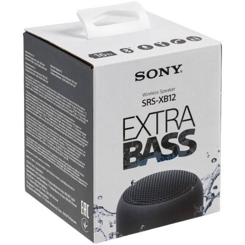 Купить Беспроводная колонка Sony SRS-XB12, черная с нанесением логотипа Купить Беспроводная колонка Sony SRS-XB12, черная с нанесением логотипа