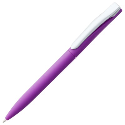 Купить Ручка шариковая Pin Soft Touch, фиолетовая с нанесением логотипа